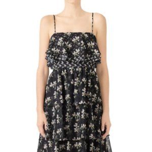 Jill Stuart Tiered Floral Chiffon Sleeveless Gown, 8